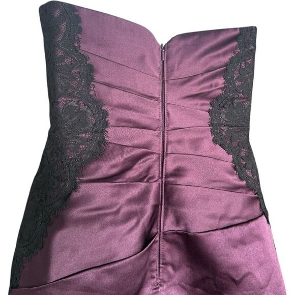 NWT Womens David’s Bridal Strapless Sleeveless Plum Lace Satin Formal Dress - 2 - Picture 3 of 3